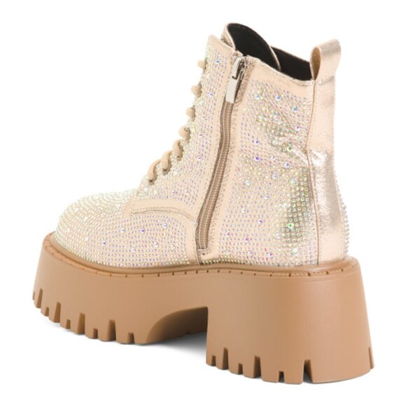 NEW AZALEA WANG Jekyll Gold Tone Rhinestone Boots gold 362tn - Picture 8 of 8